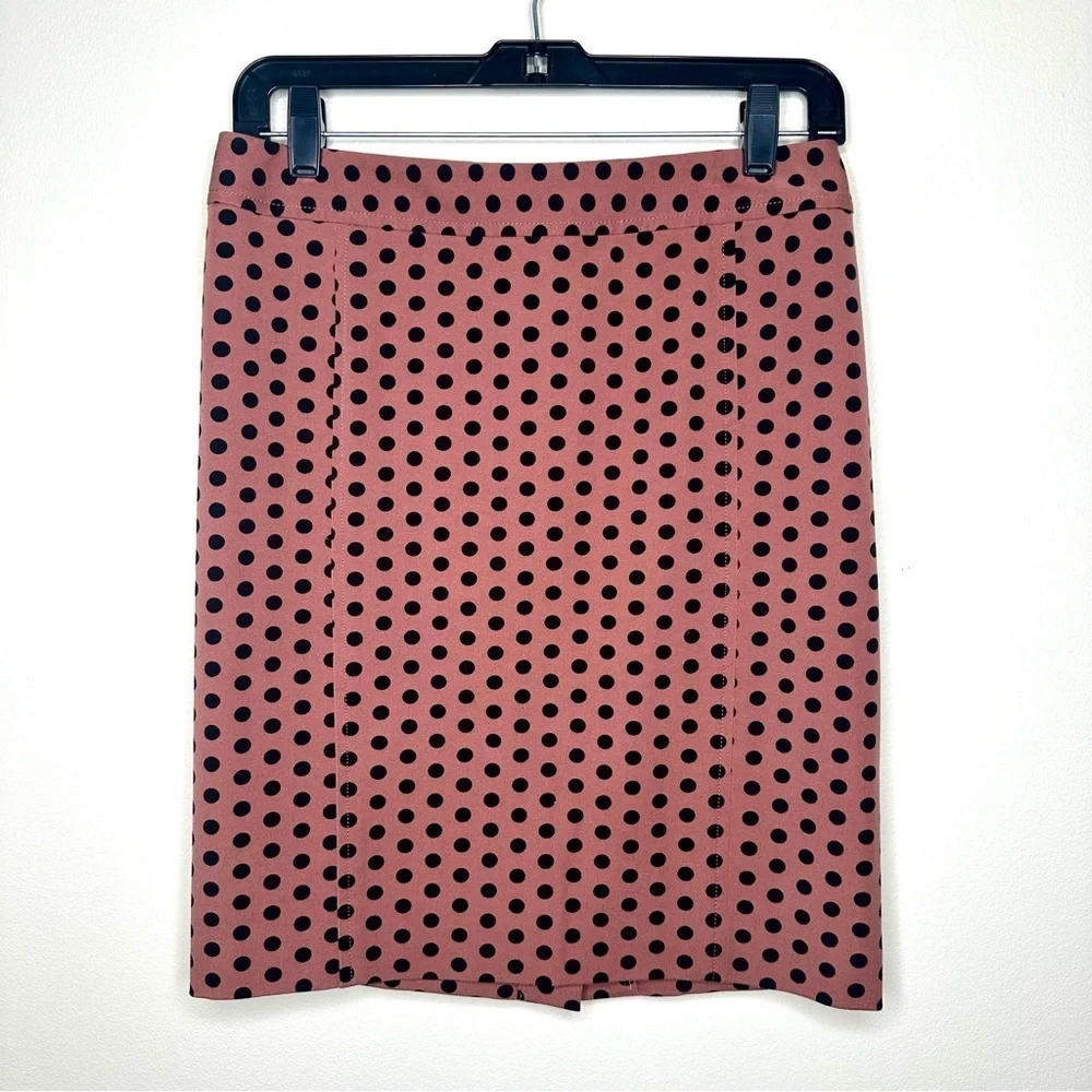 LOFT Pink Skirt with Black Polkadots Size 4